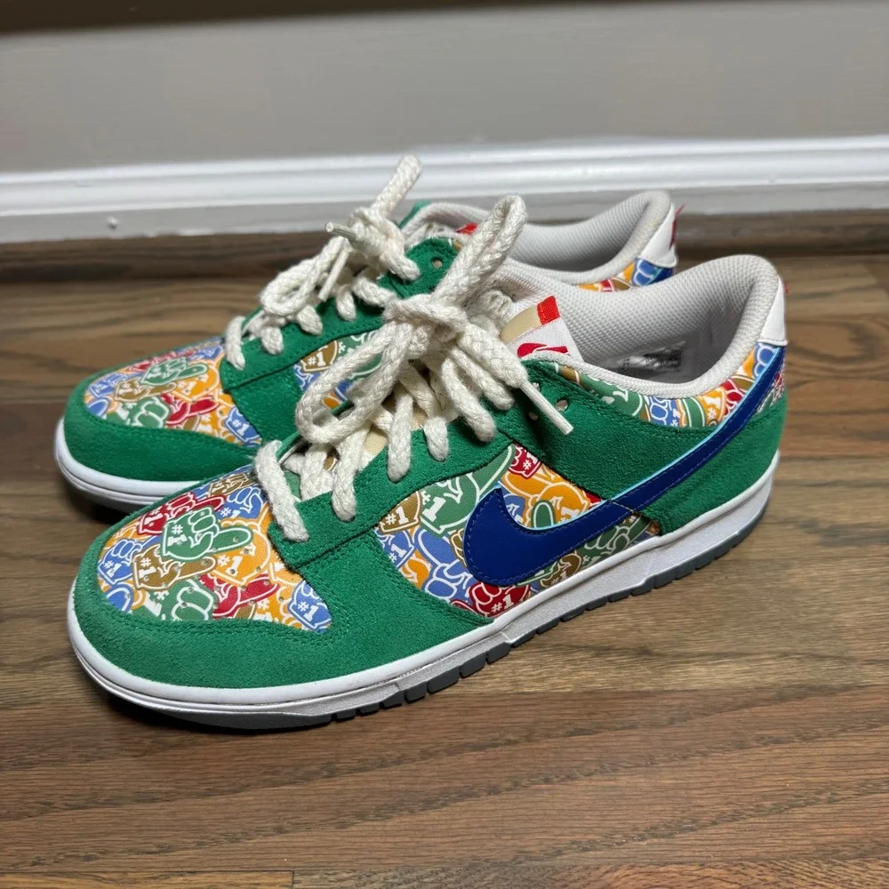 Nike Dunk Low GS 7Y Green Blue Multi Foam Finger DZ5299-300 Sports Sneaker